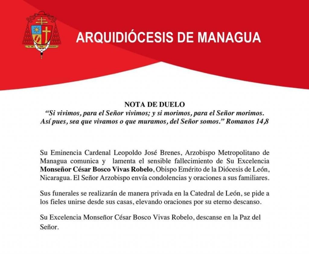 Comunicado de Arquidiócesis de Managua