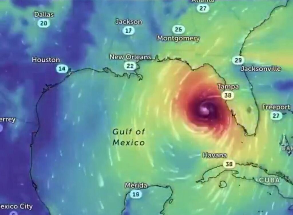 imagen satelital del huracan milton